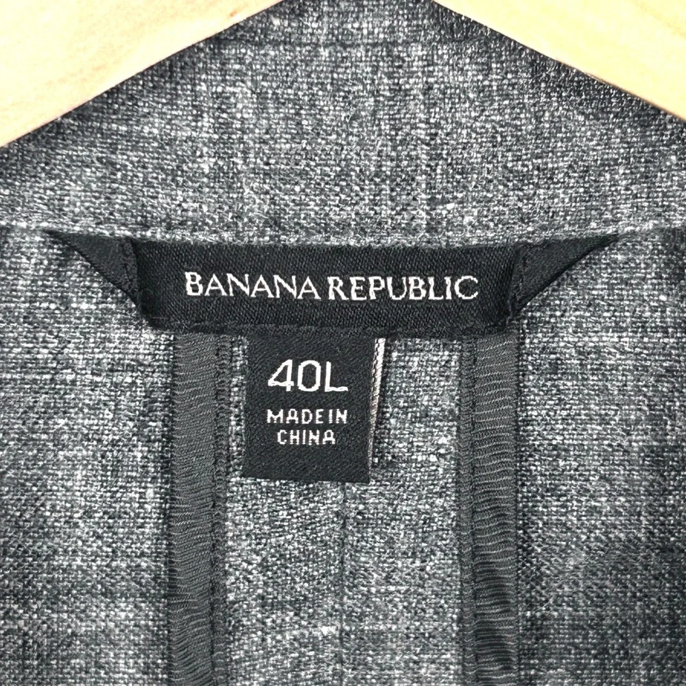 Banana Republic Slim Fit 100% Linen Blazer Men 40L Gray Sport Coat Wedding Guest